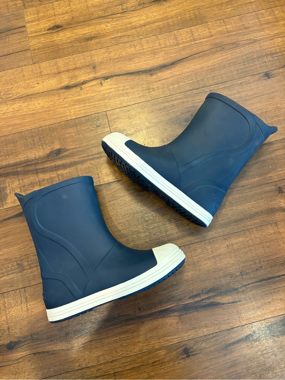 Crocs Bump It Boots Waterproof Rubber Kids Size 1 Navy Blue Slip On